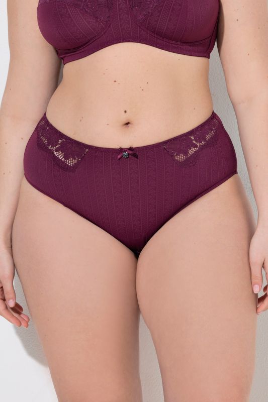 Culotte midi, tissu Jacquard et dentelle sur les côtés