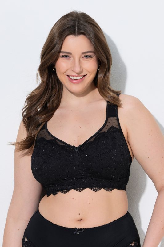 Soutien-gorge souple, sans armatures, paillettes et dentelle - bonnet C-F