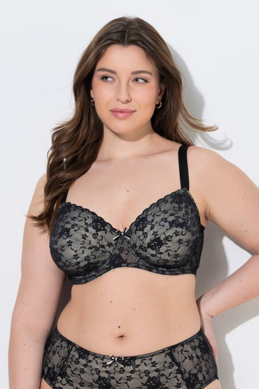 Soutien-gorge à armatures, dentelle à fleurs - bonnet B-F