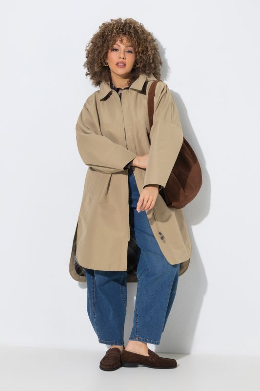 Manteau oversize, col chemise, capuche et doublure à carreaux