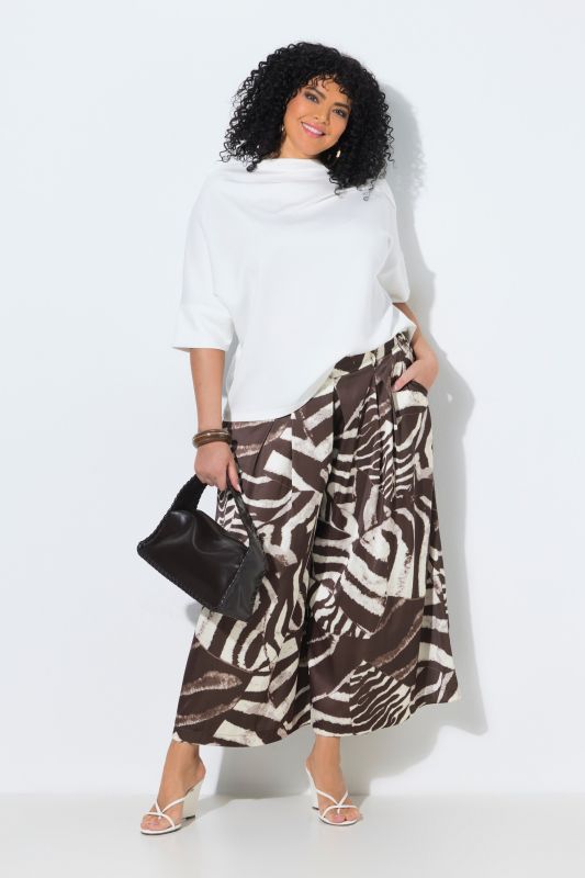 Jupe-culotte motif zébré, jambe ultra-large et taille confortable