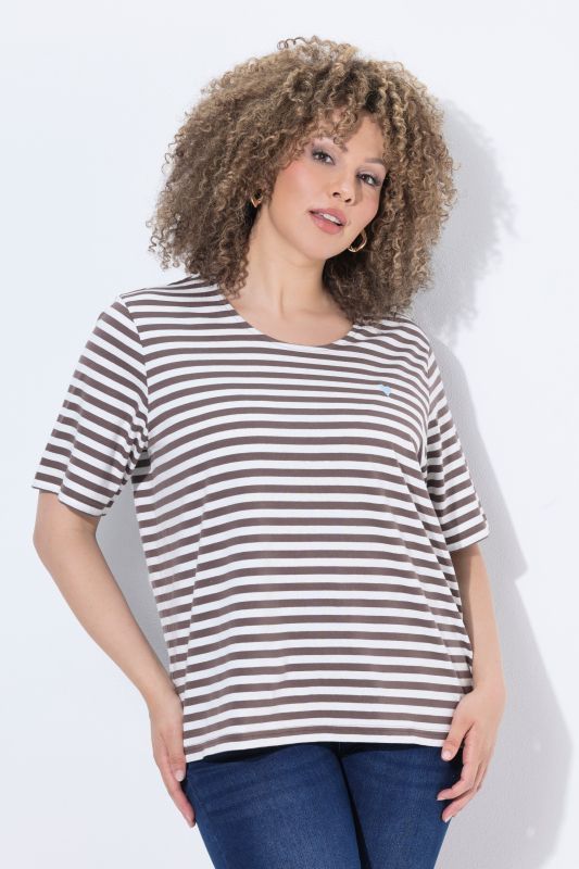 T-shirt rayé oversize, décolleté rond et manches courtes