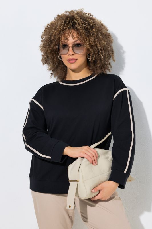 Sweat-shirt coupe Classic Fit, rayures fantaisie, décolleté rond et manches longues