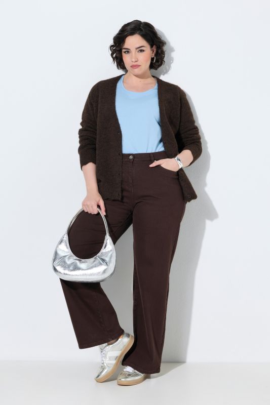 Jean coloré Mary, jambe large, 5 poches et taille confortable