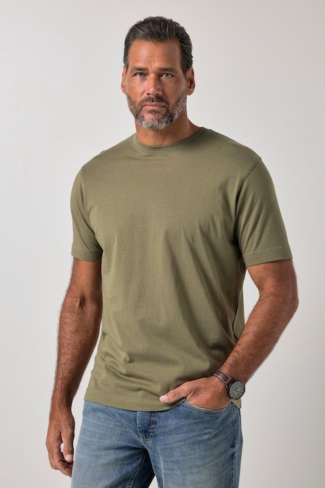 T-shirt Basic en coton peigné, col rond - jusqu'au 8 XL
