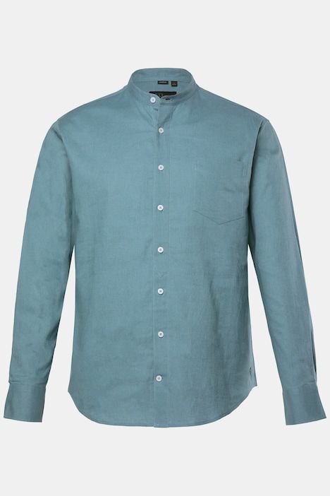 Chemise en lin mélangé JP 1880, manches longues et col officier, coupe Modern Fit - jusqu'au 8 XL
