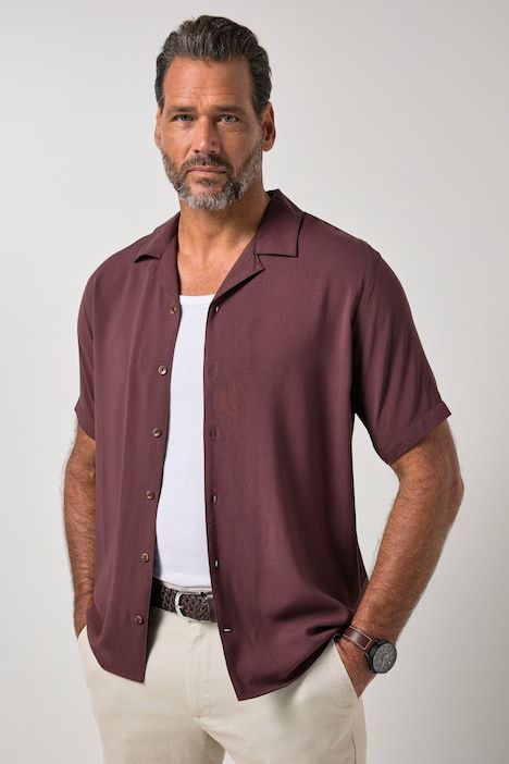 Chemise JP 1880, coupe Cuba-Fit, manches courtes et col cubain - jusqu'au 8 XL