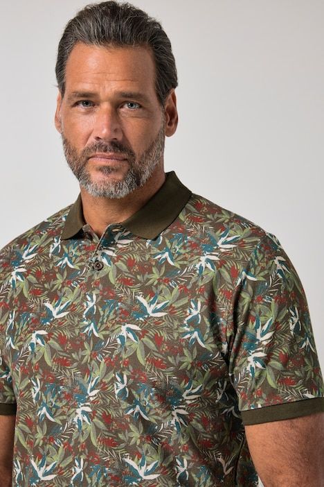 Polo JP 1880 en piqué, imprimé floral et manches courtes - jusqu'au 8 XL