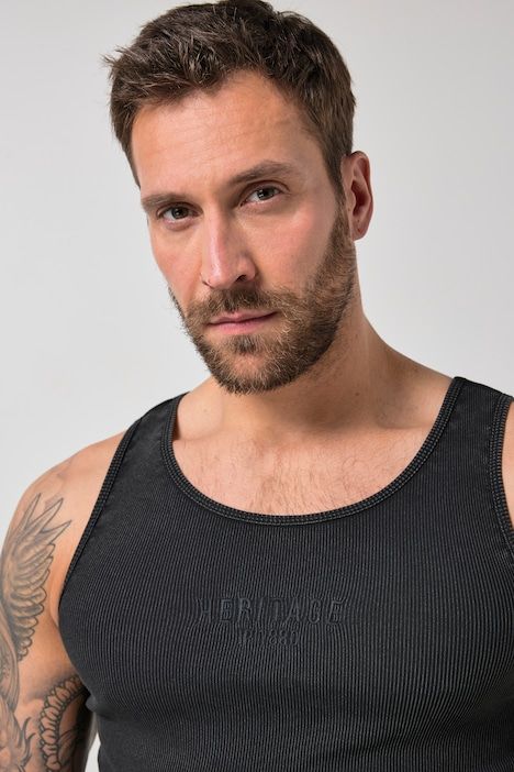 Débardeur en jersey côtelé, style vintage et imprimé poitrine - jusqu'au 8 XL