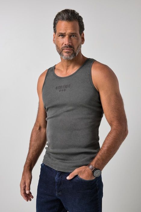 Débardeur en jersey côtelé, style vintage et imprimé poitrine - jusqu'au 8 XL