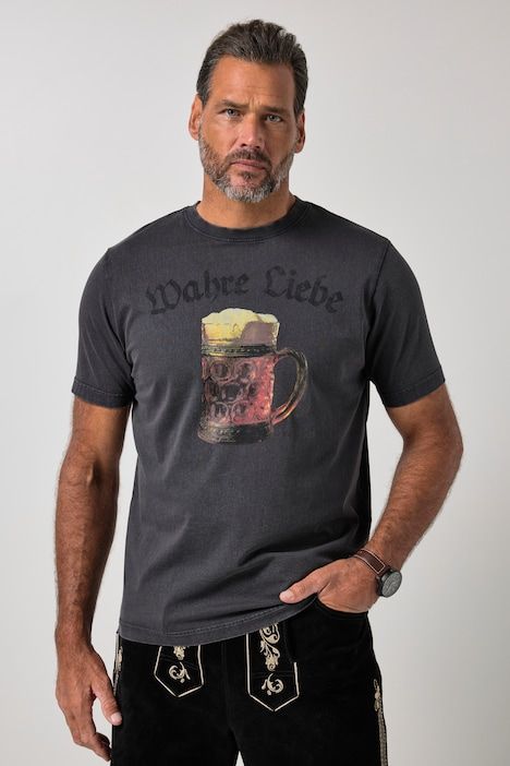 T-shirt d'inspiration bavaroise, style vintage, manches courtes et imprimé poitrine - jusqu'au 8 XL