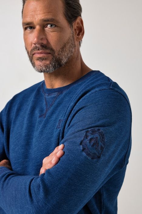 Sweat-shirt à col rond, teinture bleu indigo - jusqu'au 8 XL