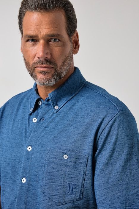Chemise en jersey, manches courtes et col à pointes boutonnées, coupe Modern Fit - jusqu'au 8 XL