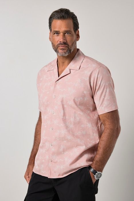 Chemise ultra-légère, imprimé all-over, manches courtes et col cubain, coupe Cuba Fit- jusqu'au 8 XL