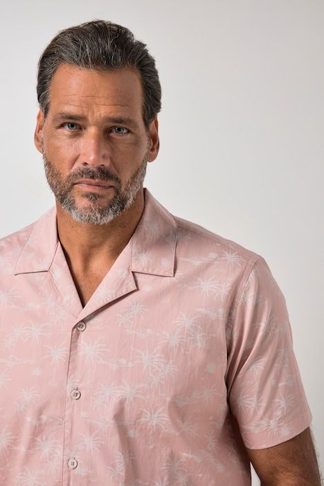 Chemise ultra-légère, imprimé all-over, manches courtes et col cubain, coupe Cuba Fit- jusqu'au 8 XL