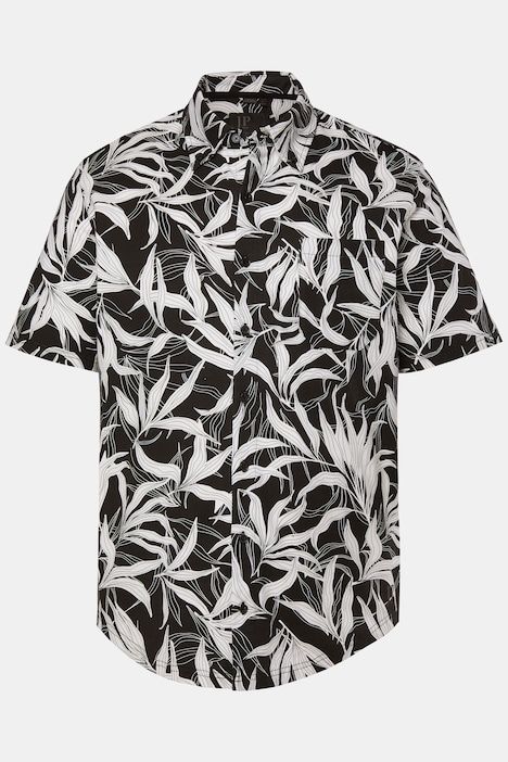 Chemise en jersey ultra-léger, imprimé all-over, manches courtes et col à pointes boutonnées, coupe Modern Fit - jusqu'au 8 XL