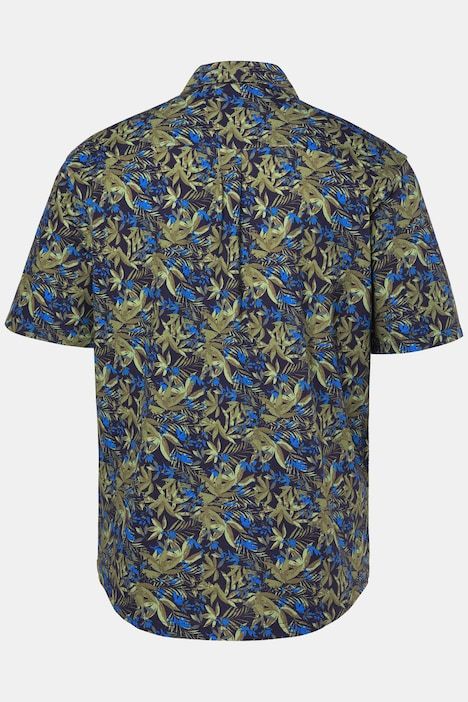 Chemise en piqué FLEXNAMIC®, imprimé all-over, manches courtes et col à pointes boutonnées (boutons dissimulés), coupe Modern Fit - jusqu'au 8 XL