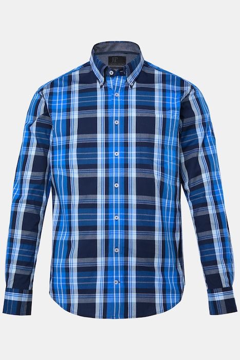 Chemise à carreau FLEXNAMIC®, manches longues et col à pointes boutonnées, coupe Modern Fit - jusqu'au 8 XL