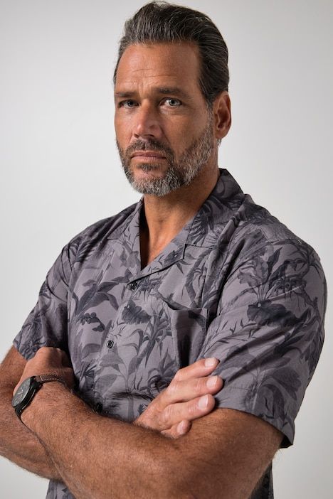 Chemise ultra-légère, imprimé all-over, manches courtes et col cubain, coupe Cuba Fit- jusqu'au 8 XL
