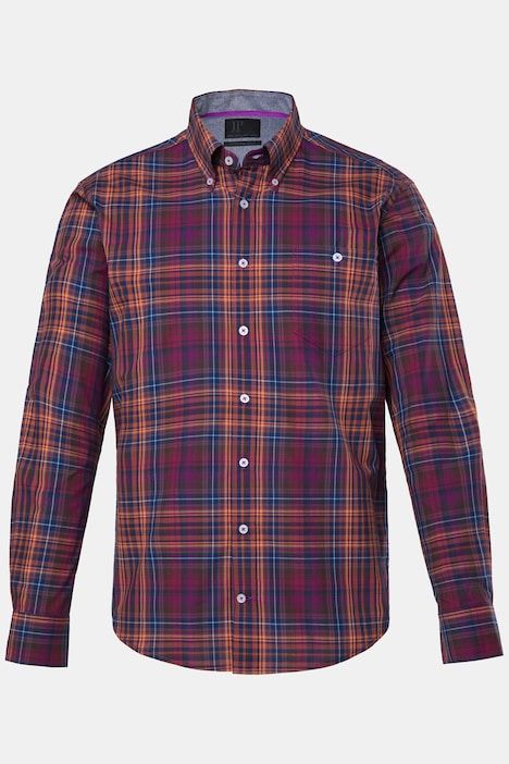 Chemise à carreaux, manches longues et col à pointes boutonnées, coupe Modern Fit - jusqu'au 8 XL