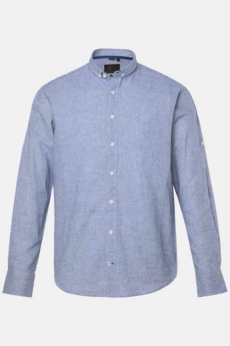 Chemise à carreaux en lin mélangé, s'inspirant des costumes traditionnels bavarois, manches longues et col à pointes boutonnées (petits boutons), coupe Modern Fit - jusqu'au 8 XL