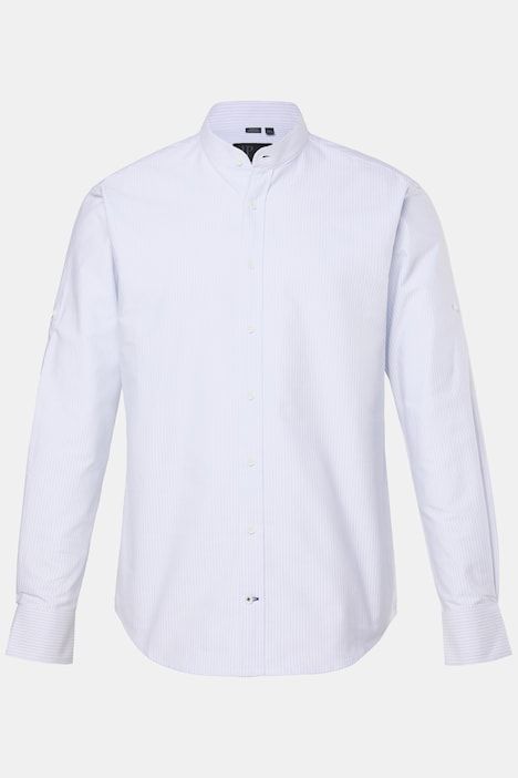 Chemise rayée en lin mélangé, s'inspirant des costumes traditionnels bavarois, manches longues et col officier, coupe Modern Fit - jusqu'au 8 XL