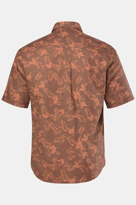 Chemise en lin mélangé, manches courtes et col à pointes boutonnées, coupe Modern Fit - jusqu'au 8 XL