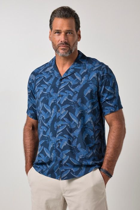 Chemise en viscose, imprimé all-over, manches courtes et col cubain, coupe Cuba Fit - jusqu'au 8 XL