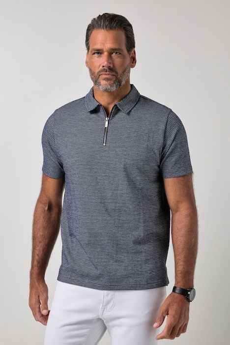 Polo FLEXNAMIC®, tissu Jacquard, manches courtes et fermeture zippée - jusqu'au 8 XL