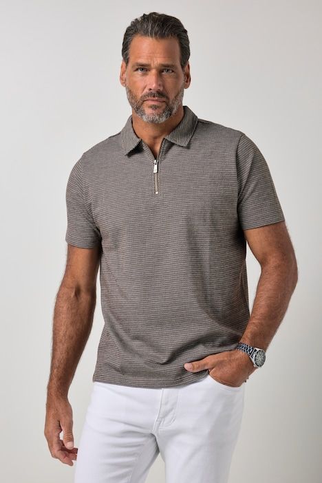 Polo FLEXNAMIC®, tissu Jacquard, manches courtes et fermeture zippée - jusqu'au 8 XL