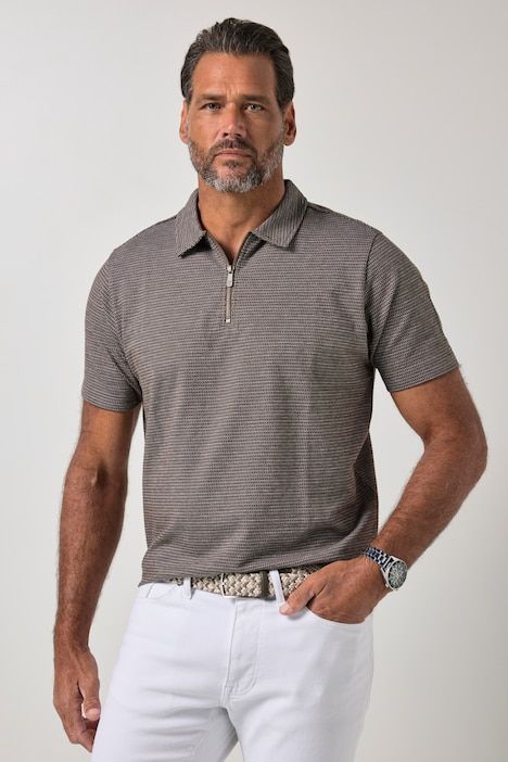 Polo FLEXNAMIC®, tissu Jacquard, manches courtes et fermeture zippée - jusqu'au 8 XL