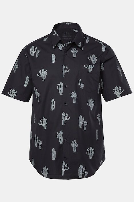 Chemise motif cactus, manches courtes et col Kent, chiffon pour lunettes, coupe Modern Fit - jusqu'au 8 XL