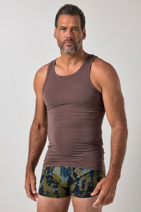 Maillot de corps, jersey côtelé chiné, modèle sans manches - jusqu'au 8 XL