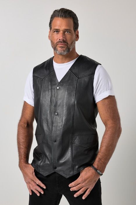 Gilet en cuir d'agneau nappa, 2 poches - jusqu'au 7 XL
