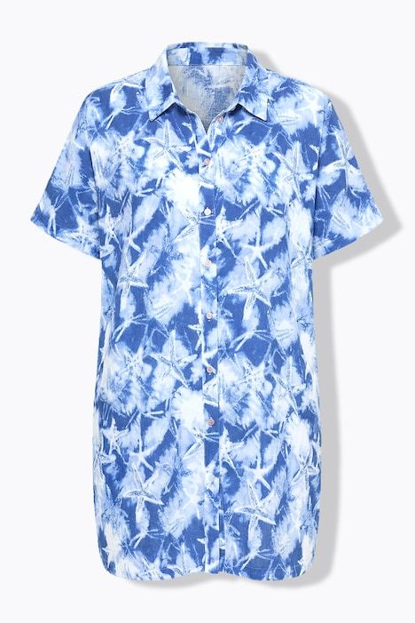 Blouse longue en mousseline. Manches courtes