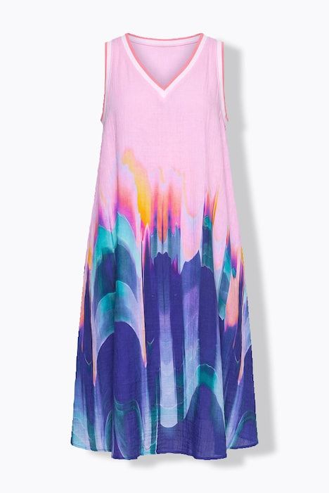 Robe trapèze à bretelles en mousseline, avec décolleté en V