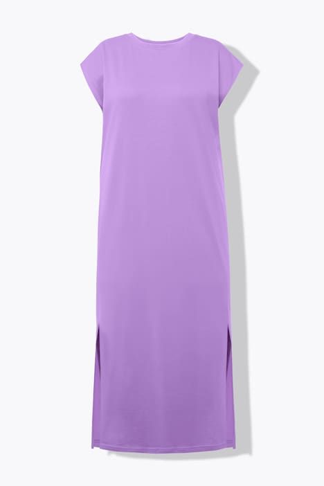 Robe midi en jersey oversized à encolure ronde et sans manches. Ouverture de type fente sur le côté