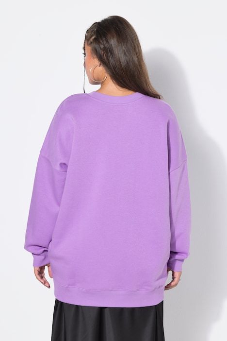 Sweat-shirt oversized avec patch à message, encolure ronde et manches longues