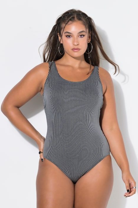 Maillot de bain rayé, bonnets souples et rayures scintillantes