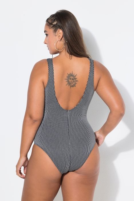 Maillot de bain rayé, bonnets souples et rayures scintillantes