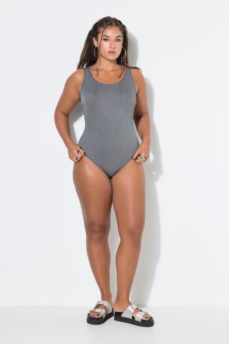Maillot de bain rayé, bonnets souples et rayures scintillantes