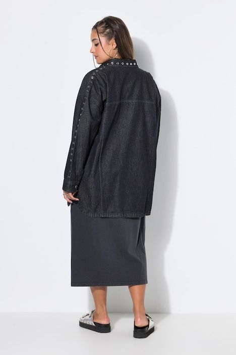 Chemisier en jean oversize, œillets fantaisie