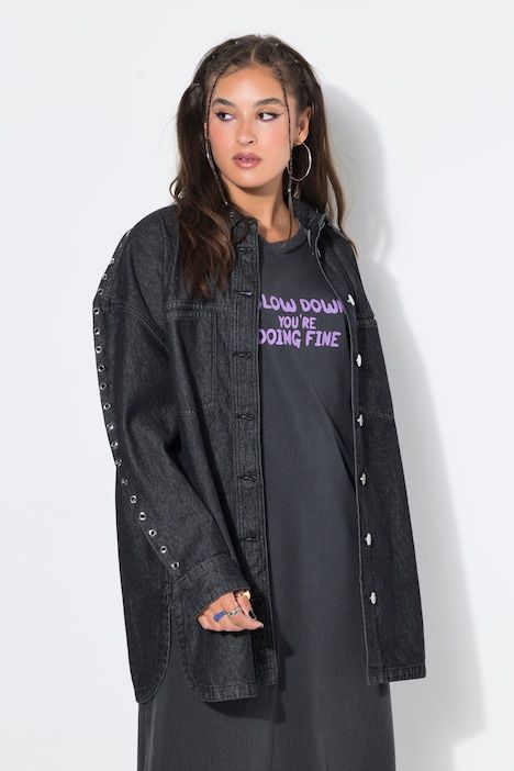 Chemisier en jean oversize, œillets fantaisie