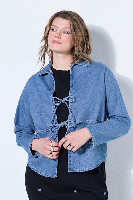 Surchemise en jean oversize à laçage