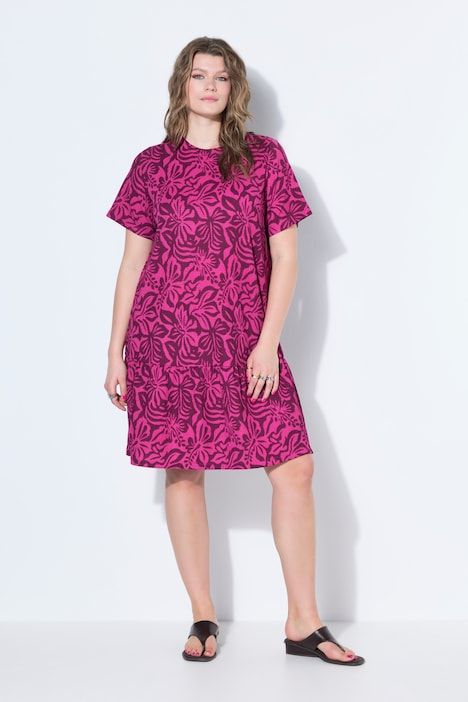 Robe évasée, imprimé floral, manches mi-longues amples