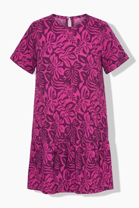 Robe évasée, imprimé floral, manches mi-longues amples