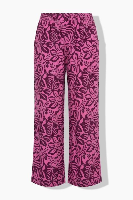 Pantalon jambes larges, imprimé floral, taille élastique