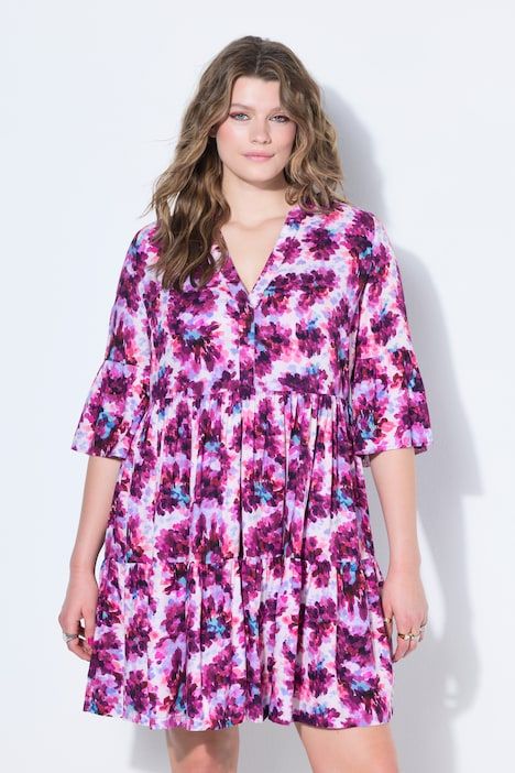 Robe évasée à volants, imprimé floral