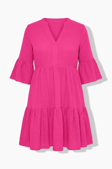 Robe courte en mousseline, coupe évasée, avec volants