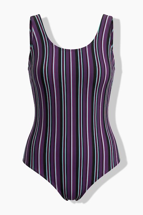 Maillot de bain rayé. Bonnets souples